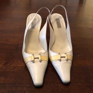 White Monica Magli Kitten Heels! WITH BOX.